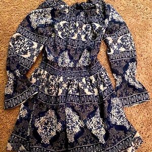 Blue and white romper